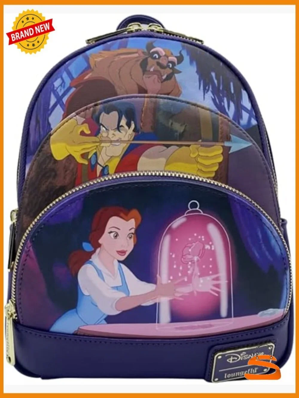 Beauty and the Beast Scene Triple Pocket Double Strap Shoulder Bag
